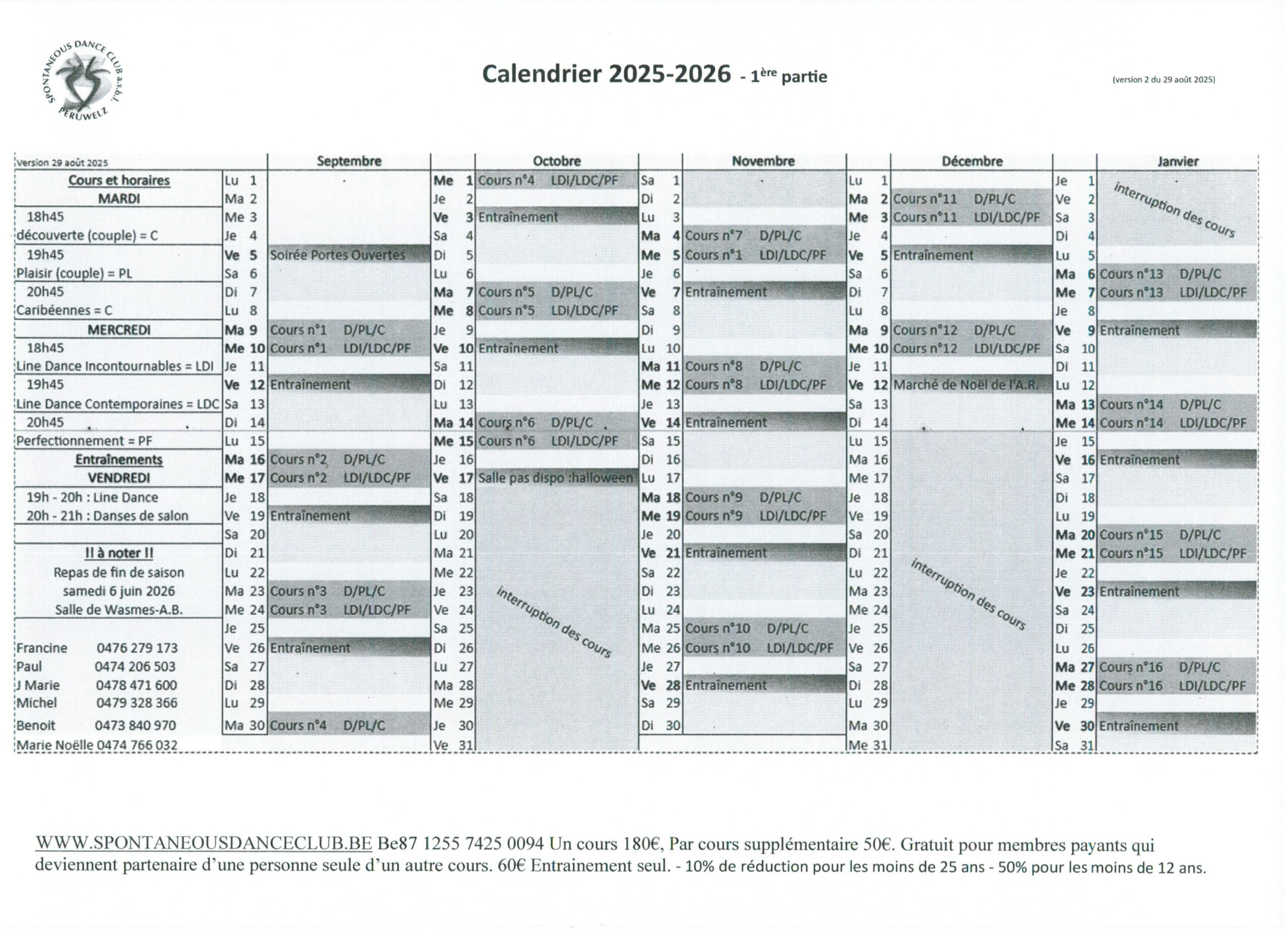 calendrier danse péruwelz